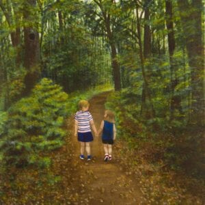 children's walking on the forest